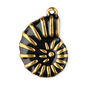 Anh&auml;nger aus Stainless Steel - Rostfreiem Stahl Enamel Shell Gold-black