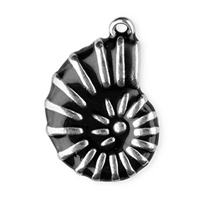 Anh&auml;nger aus Stainless Steel - Rostfreiem Stahl Enamel Shell Silver-black