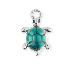 Anh&auml;nger aus Stainless Steel - Rostfreiem Stahl Enamel Turtle Silver-green