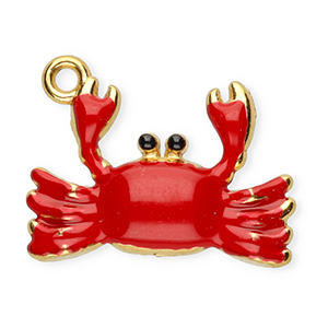 Anh&auml;nger aus Stainless Steel - Rostfreiem Stahl Enamel Crab Gold-red-black