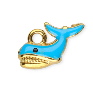 Anh&auml;nger aus Stainless Steel - Rostfreiem Stahl Enamel Whale Gold-blue