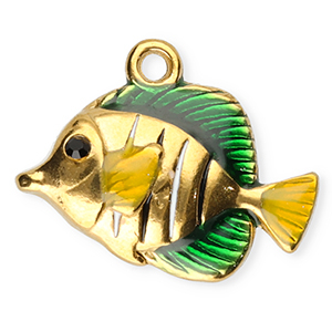 Anh&auml;nger aus Stainless Steel - Rostfreiem Stahl Enamel Fish Gold-green-yellow-black