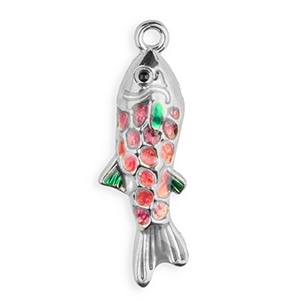 Anh&auml;nger aus Stainless Steel - Rostfreiem Stahl Enamel Fish Silver-purple-pink-green