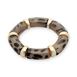 Armb&auml;nder aus Resin with Leopard Print Gold-transparent light amber brown-black