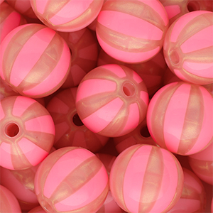 16 mm DQ&reg; Perlen aus Acryl mit Streifen Coral pink-peach pink