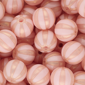 12 mm DQ&reg; Perlen aus Acryl mit Streifen Light pink-peach pink
