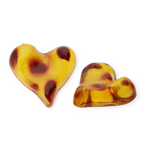 Cabochons aus Acryl Heart with Leopard Print Amber brown