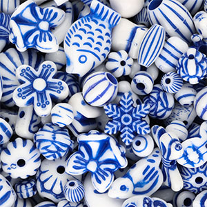 Perlen aus Acryl Mix White-Delft blue