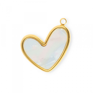 Anh&auml;nger aus Stainless Steel - Rostfreiem Stahl Heart Gold-pearl white
