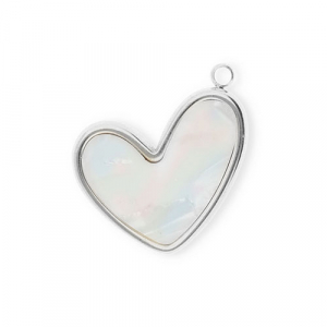 Anh&auml;nger aus Stainless Steel - Rostfreiem Stahl Heart Silver-pearl white