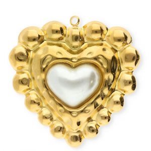 Anh&auml;nger aus Stainless Steel - Rostfreiem Stahl Heart Gold-white