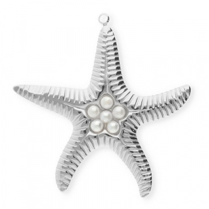 Anh&auml;nger aus Stainless Steel - Rostfreiem Stahl Starfish with Imitation Pearls Silver-white