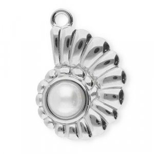 Anh&auml;nger aus Stainless Steel - Rostfreiem Stahl Shell with Imitation Pearl Silver-white