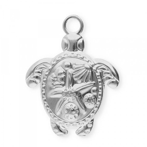 Anh&auml;nger aus Stainless Steel - Rostfreiem Stahl Turtle with Starfish Silver