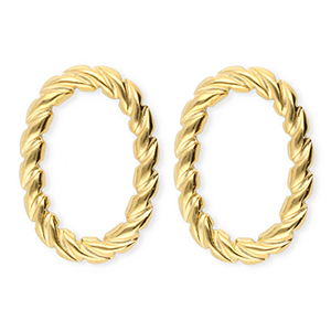 BY31&reg; Stainless Steel - Rostfrei Stahl Ohrringe / Ohrstecker Oval Twisted Gold