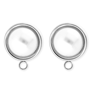 BY31&reg; Zubeh&ouml;r aus Stainless Steel - Rostfreiem Stahl Ohrringe&nbsp;/&nbsp;Ohrstecker Round with Imitation Pearl with Loop Silver-white