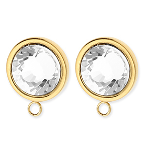 BY31&reg; Zubeh&ouml;r aus Stainless Steel - Rostfreiem Stahl Ohrringe&nbsp;/&nbsp;Ohrstecker Round with Crystal with Loop Gold-crystal
