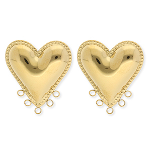 BY31&reg; Zubeh&ouml;r aus Stainless Steel - Rostfreiem Stahl Ohrringe&nbsp;/&nbsp;Ohrstecker Heart with 5 Loops Gold