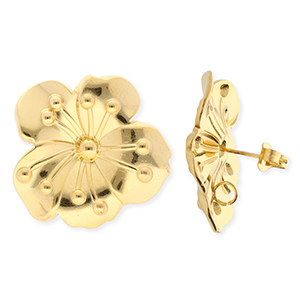 BY31&reg; Zubeh&ouml;r aus Stainless Steel - Rostfreiem Stahl Ohrringe&nbsp;/&nbsp;Ohrstecker Flower with Loop Gold