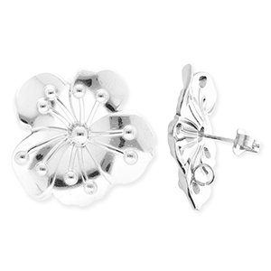 BY31&reg; Zubeh&ouml;r aus Stainless Steel - Rostfreiem Stahl Ohrringe&nbsp;/&nbsp;Ohrstecker Flower with Loop Silver