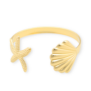 Stainless Steel - Rostfrei Stahl Armb&auml;nder Bangle Shell & Starfish Gold