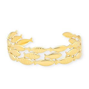Stainless Steel - Rostfrei Stahl Armb&auml;nder Bangle Fish Gold