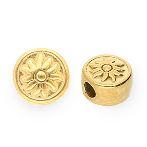 Perlen aus Stainless Steel - Rostfreiem Stahl Disc with sonne Gold