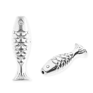 Perlen aus Stainless Steel - Rostfreiem Stahl Fish Silver