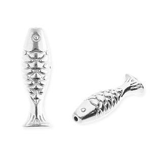 Perlen aus Stainless Steel - Rostfreiem Stahl Fish Silver