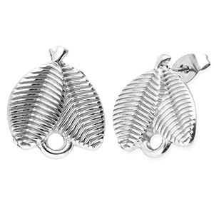 Zubeh&ouml;r aus Stainless Steel - Rostfreiem Stahl Ohrringe / Ohrstecker Leafs with Loop Silver