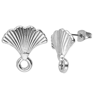 Zubeh&ouml;r aus Stainless Steel - Rostfreiem Stahl Ohrringe / Ohrstecker Fan with Loop Silver