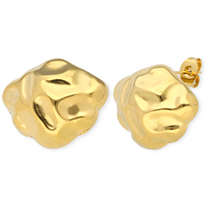 Zubeh&ouml;r aus Stainless Steel - Rostfreiem Stahl Ohrringe / Ohrstecker Irregular with Loop Gold