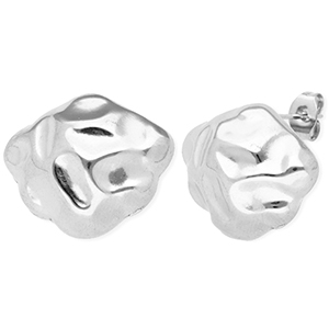 Zubeh&ouml;r aus Stainless Steel - Rostfreiem Stahl Ohrringe / Ohrstecker Irregular with Loop Silver