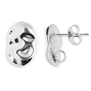 Zubeh&ouml;r aus Stainless Steel - Rostfreiem Stahl Ohrringe / Ohrstecker Oval with Loop Silver