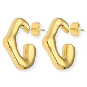 Stainless Steel - Rostfrei Stahl Ohrringe / Ohrstecker Irregular Gold