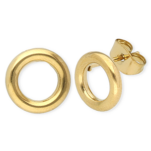 Stainless Steel - Rostfrei Stahl Ohrringe / Ohrstecker Round Gold