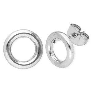 Stainless Steel - Rostfrei Stahl Ohrringe / Ohrstecker Round Silver