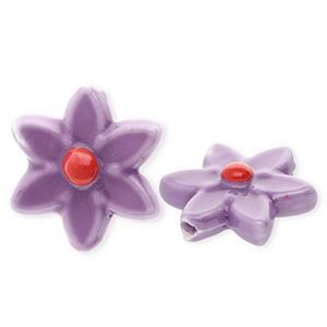 Keramik Perlen Flower Dark mauve