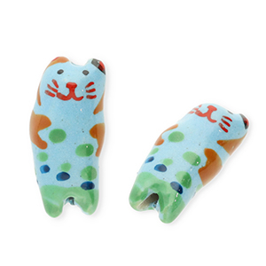 Keramik Perlen Cat Blue-green-brown