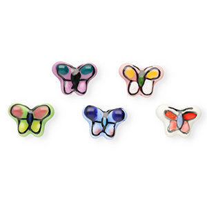 Keramik Perlen Butterfly Multicolour