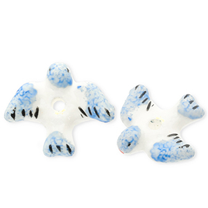 Keramik Perlen Bird White-blue-black