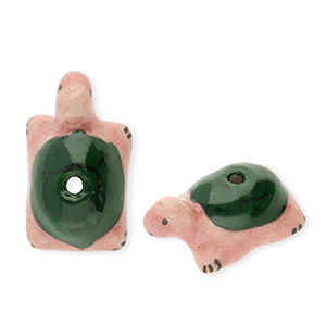 Keramik Perlen Turtle Dark green-vintage pink-black