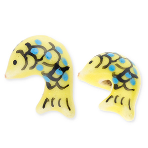 Keramik Perlen Fish Yellow-blue-black