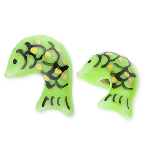 Keramik Perlen Fish Green-yellow-black