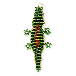 BY31&reg; Anh&auml;nger aus Glasperlen Crocodile Dark green-amber brown-black-gold