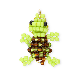 BY31&reg; Anh&auml;nger aus Glasperlen Turtle Lime green-brown-black-gold