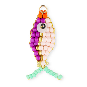 BY31&reg; Anh&auml;nger aus Glasperlen Fish Purple-light pink-gold-mint green