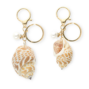 Schl&uuml;sselanh&auml;nger Shell with Pearl Copper brown-gold