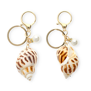 Schl&uuml;sselanh&auml;nger Shell with Pearl Brown-gold