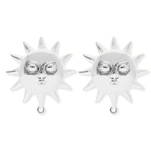 BY31&reg; Zubeh&ouml;r aus Stainless Steel - Rostfreiem Stahl Ohrringe&nbsp;/&nbsp;Ohrstecker Sun with Face with Loop Silver